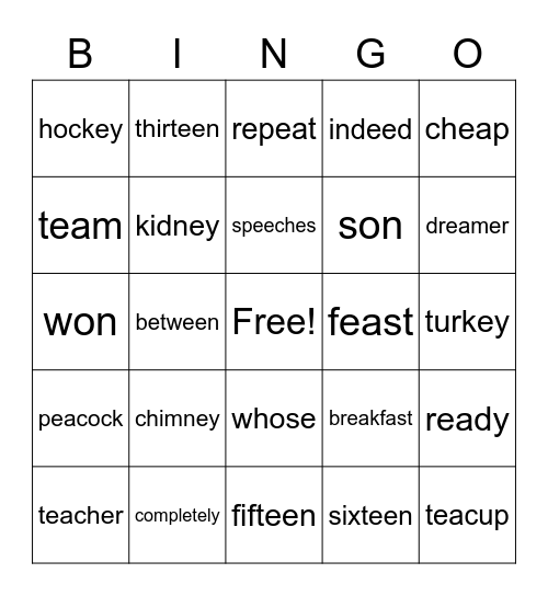 Unit 11 Week 2 Bingo Card