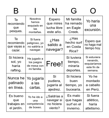 Unidad 17 Bingo Card