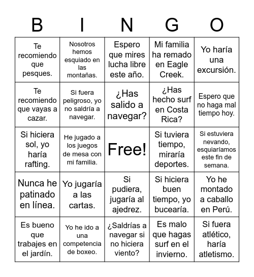 Unidad 17 Bingo Card