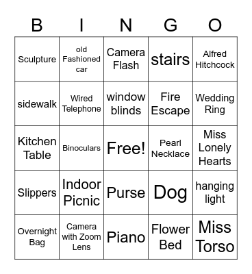 Rear Window Bingo Card