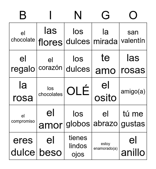 OLÉ Bingo Card