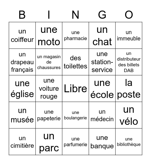 En ville Bingo Card