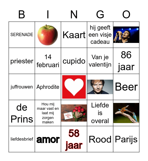 VALENTIJN Bingo Card