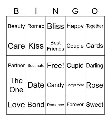 Valentine's day bingo Card