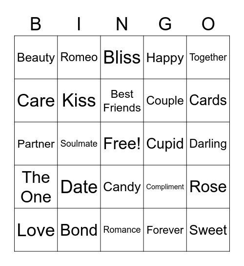 Valentine's day bingo Card