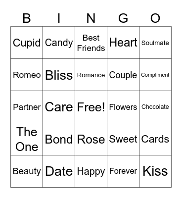 Valentine's day bingo Card