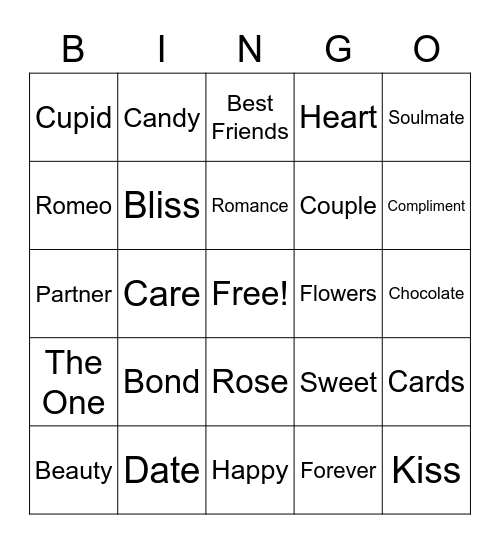 Valentine's day bingo Card