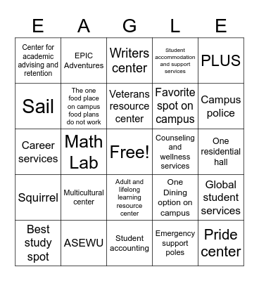 EWU bingo Card