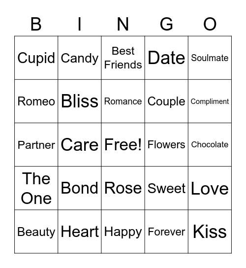 Valentine's day bingo Card