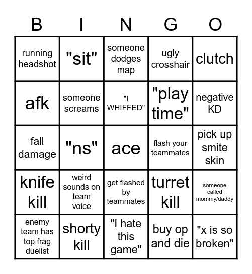 Valorant bingo Card