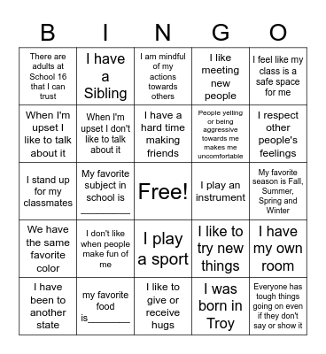 What Do We Have In Common? Bingo Card