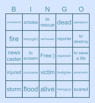 Los Desastres Naturales Bingo Card