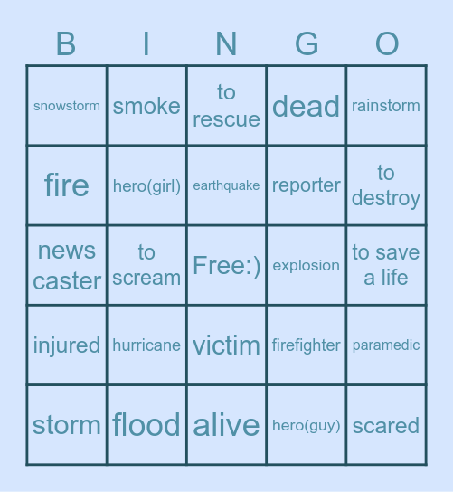 Los Desastres Naturales Bingo Card
