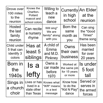 Pinkney fdsfdfdfdf Bingo Card