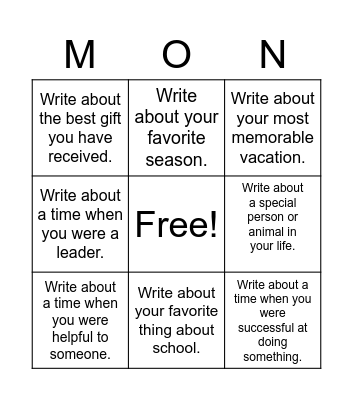 Who?   What?   When?  Where?   Why? Bingo Card