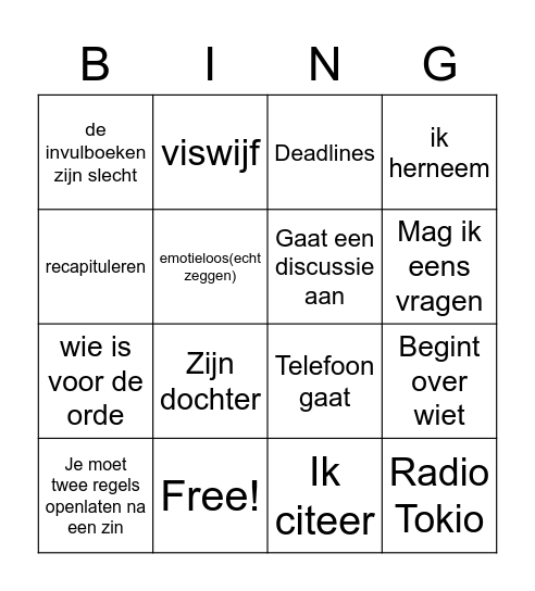 Lorre Bingo Card