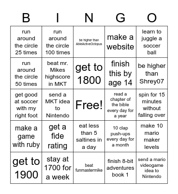 Josh Bingo Card