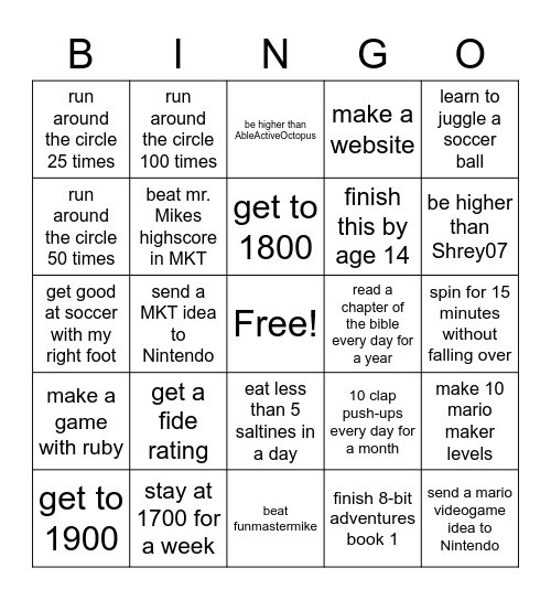 Josh Bingo Card