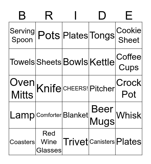 Richards - McDevitt Wedding Shower Bingo Card