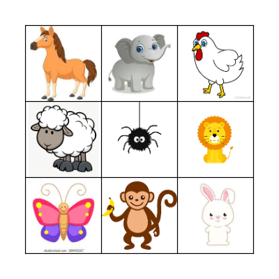 Animals Bingo Card