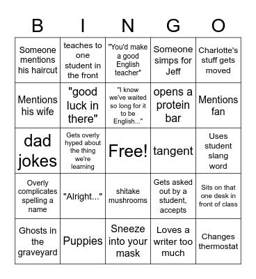 Raderstorf Bingo Card