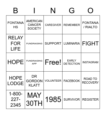 KICK OFF Bingo Card