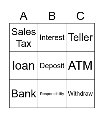 Banking Bingo Card