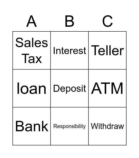 Banking Bingo Card