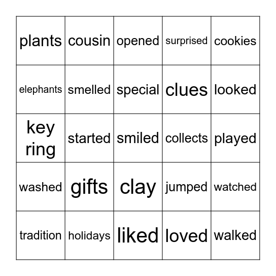 Nami's Gifts Bingo Card
