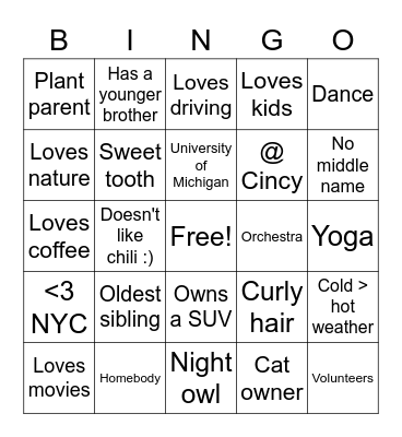 GTK Tanya Bingo Card