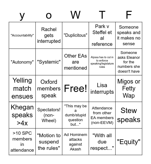 sPC Bingo Card