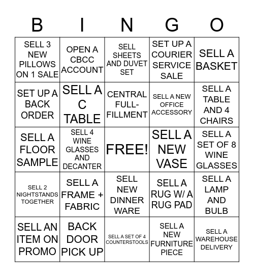 SELL-A-TON O' STUFF  Bingo Card
