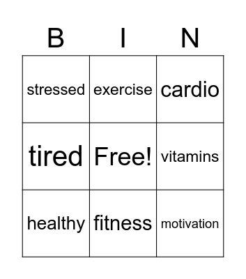 NUTRITION MISSION Bingo Card
