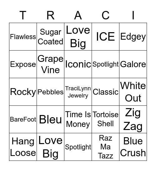 TraciLynn Bingo  Bingo Card