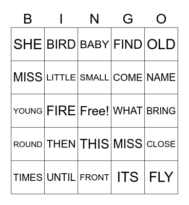 SIGHT WORDS: MODULE 2 Bingo Card