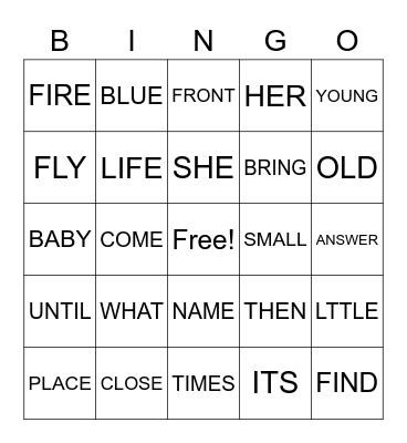 SIGHT WORDS: MODULE 2 Bingo Card