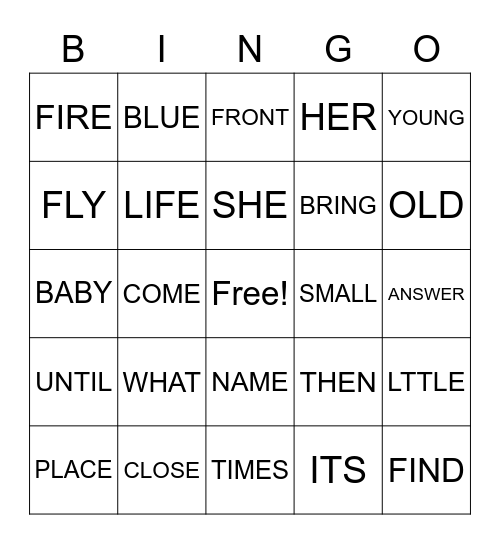 SIGHT WORDS: MODULE 2 Bingo Card
