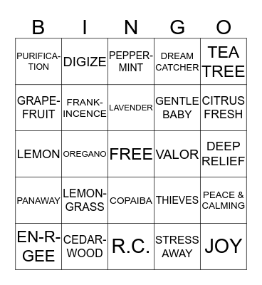 OILS BINGO Card