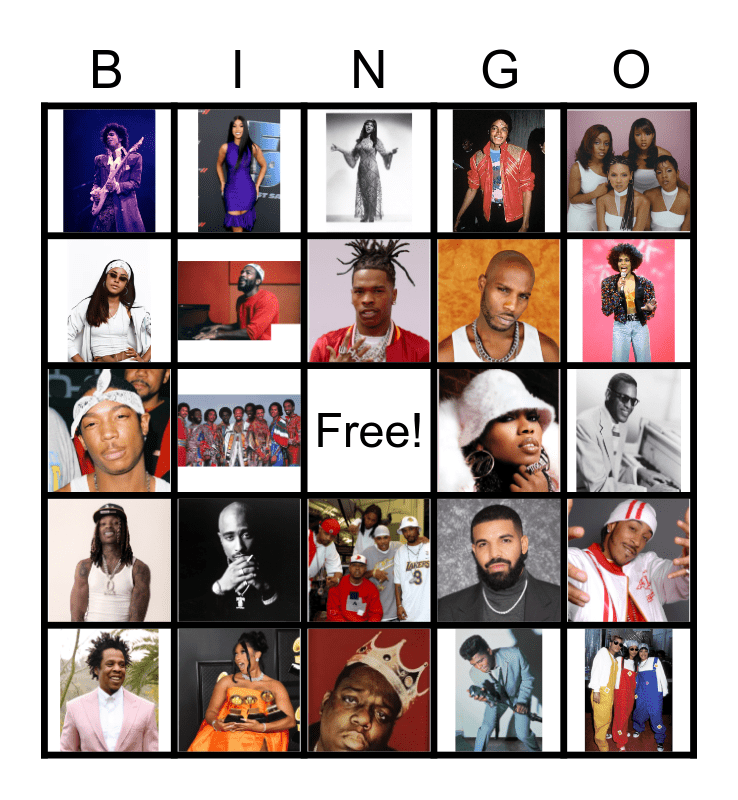 Hip Hop Bingo Card