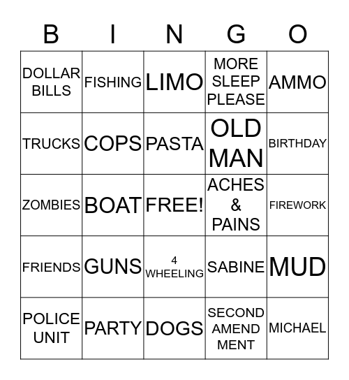MICHAEL'S BIRTHDAY Bingo Card