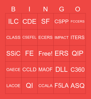 CCALA Acronym Bingo Card