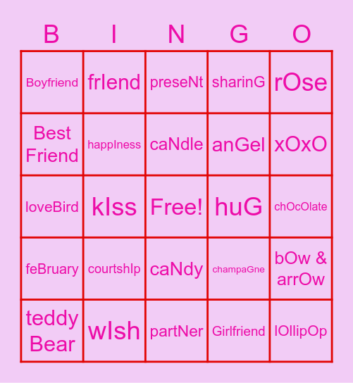 Valentines Day! Bingo Card
