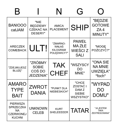 PIEKIELNA KUCHNIA BINGO Card