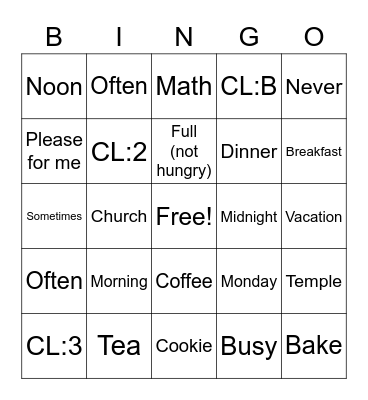 Unit 10 Bingo Card