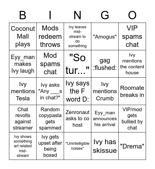 Ivycomb Bingo Card