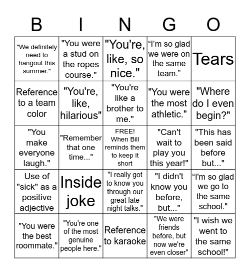 Affirmation Bingo Card