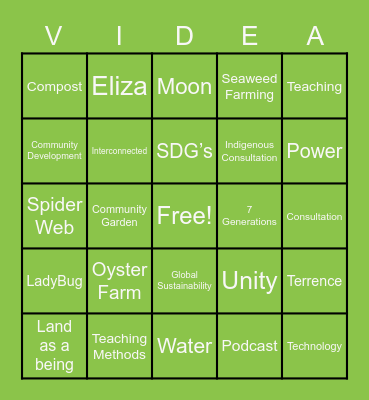 The Land Talks Back Bingo Card