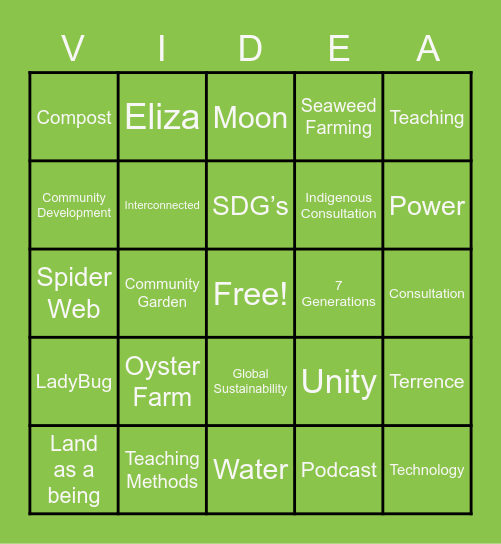 The Land Talks Back Bingo Card