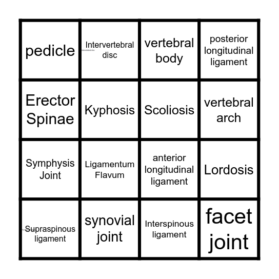 Biomechanics Bingo Card