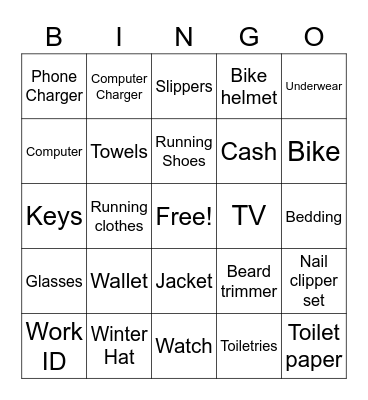 Paul's missed moving items Bingo Card